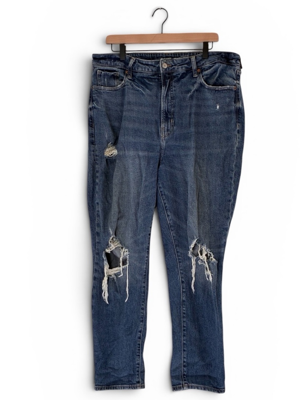 Old Navy | Higher high rise og straight leg distressed denim jeans size 16